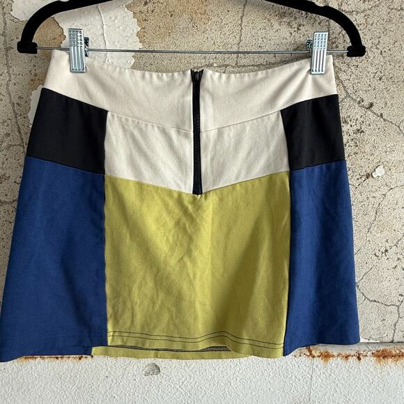 Urban Outfitters Colorblock Mini Skirt Zip Back Mod Retro Style Size M - Picture 3 of 6